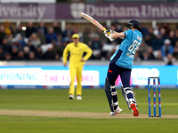 Harry Brook of England scores four during the Metro Bank One Day Series match between England and Australia at the Seat Unique Riverside in...