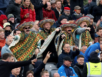 The crowd celebrates as Harry Brook of England scores four during the Metro Bank One Day Series match between England and Australia at the S...