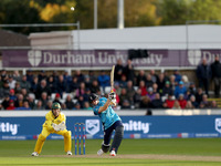 Harry Brook of England scores six during the Metro Bank One Day Series match between England and Australia at the Seat Unique Riverside in C...