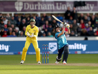 Harry Brook of England scores six during the Metro Bank One Day Series match between England and Australia at the Seat Unique Riverside in C...