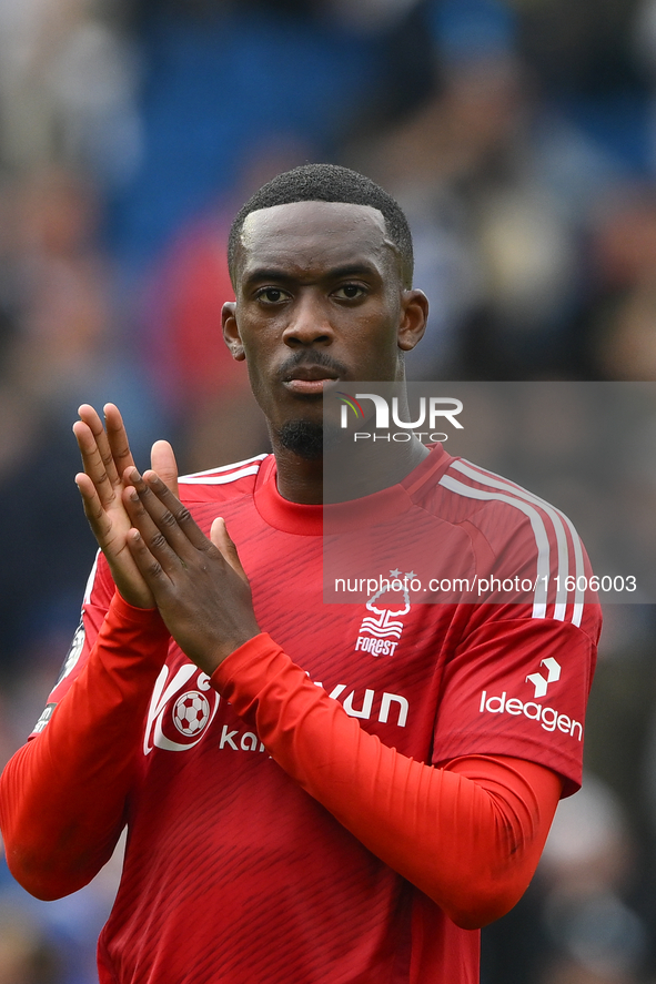 Callum Hudson-Odoi of Nottingham Forest during the Premier League match between Brighton and Hove Albion and Nottingham Forest at the Americ...