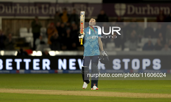 Harry Brook of England scores his maiden ODI hundred during the Metro Bank One Day Series match between England and Australia at the Seat Un...