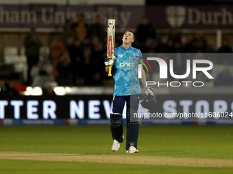 Harry Brook of England scores his maiden ODI hundred during the Metro Bank One Day Series match between England and Australia at the Seat Un...