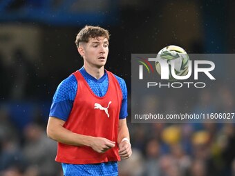 Rory Feely (24 Barrow) warms up during the Carabao Cup Third Round match between Chelsea and Barrow at Stamford Bridge in London, England, o...