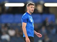 Sam Foley (16 Barrow) warms up during the Carabao Cup Third Round match between Chelsea and Barrow at Stamford Bridge in London, England, on...