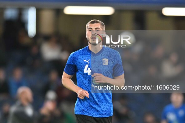 Dean Campbell (4 Barrow) warms up during the Carabao Cup Third Round match between Chelsea and Barrow at Stamford Bridge in London on Septem...