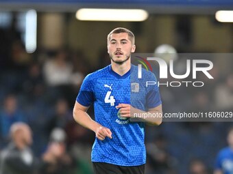 Dean Campbell (4 Barrow) warms up during the Carabao Cup Third Round match between Chelsea and Barrow at Stamford Bridge in London on Septem...