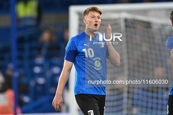 Gerard Garner (10 Barrow) warms up during the Carabao Cup Third Round match between Chelsea and Barrow at Stamford Bridge in London, England...