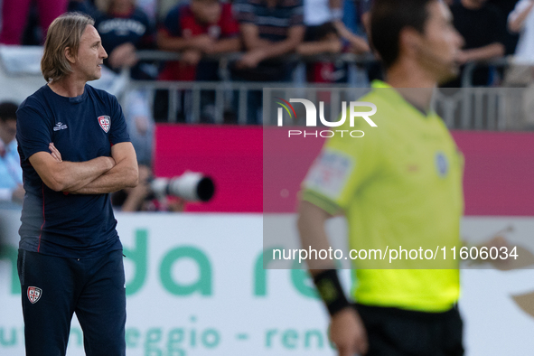 Davide Nicola coaches Cagliari Calcio during the Italy Cup Frecciarossa match between Cagliari Calcio and US Cremonese in Italy, on Septembe...