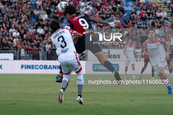 Gianluca Lapadula (#9 Cagliari Calcio) during the Italy Cup Frecciarossa match between Cagliari Calcio and US Cremonese in Italy, on Septemb...