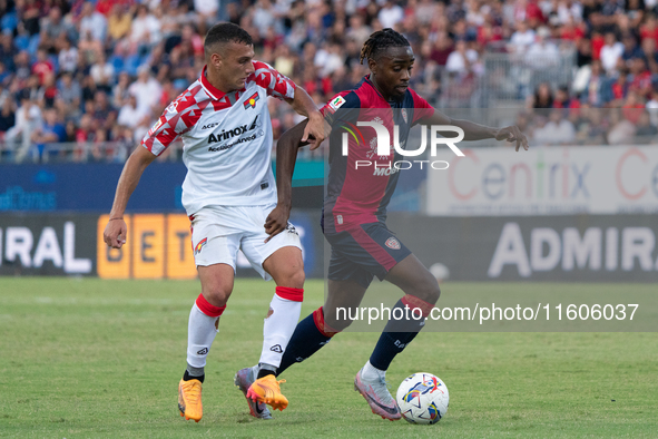 Antoine Makoumbou (#29 Cagliari Calcio) during the Italy Cup Frecciarossa match between Cagliari Calcio and US Cremonese in Italy, on Septem...