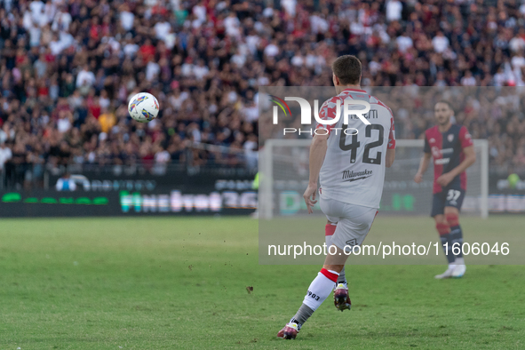 Moretti (US Cremonese) during the Italy Cup Frecciarossa match between Cagliari Calcio and US Cremonese in Italy, on September 24, 2024 