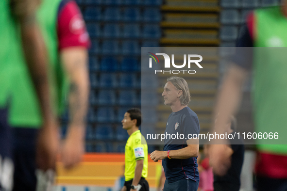 Davide Nicola coaches Cagliari Calcio during the Italy Cup Frecciarossa match between Cagliari Calcio and US Cremonese in Italy, on Septembe...