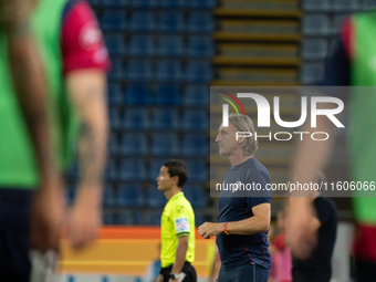 Davide Nicola coaches Cagliari Calcio during the Italy Cup Frecciarossa match between Cagliari Calcio and US Cremonese in Italy, on Septembe...