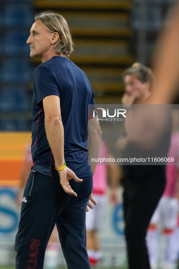 Davide Nicola coaches Cagliari Calcio during the Italy Cup Frecciarossa match between Cagliari Calcio and US Cremonese in Italy, on Septembe...