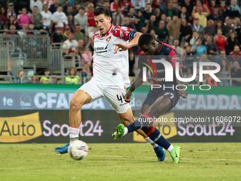 Zito Luvumbo (#77 Cagliari Calcio) during the Italy Cup Frecciarossa match between Cagliari Calcio and US Cremonese in Italy, on September 2...