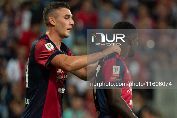 Zito Luvumbo (#77 Cagliari Calcio) during the Italy Cup Frecciarossa match between Cagliari Calcio and US Cremonese in Italy, on September 2...