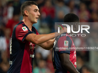 Zito Luvumbo (#77 Cagliari Calcio) during the Italy Cup Frecciarossa match between Cagliari Calcio and US Cremonese in Italy, on September 2...