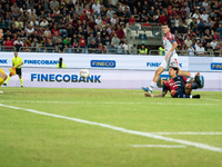 Gianluca Lapadula (#9 Cagliari Calcio) scores a goal during the Italy Cup Frecciarossa match between Cagliari Calcio and US Cremonese in Ita...