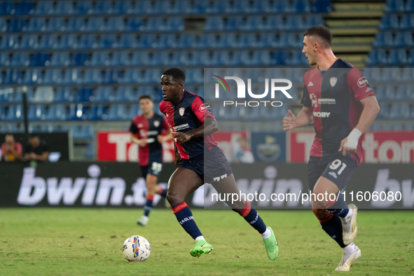 Zito Luvumbo (#77 Cagliari Calcio) during the Italy Cup Frecciarossa match between Cagliari Calcio and US Cremonese in Italy, on September 2...