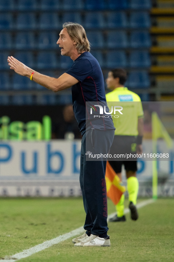 Davide Nicola coaches Cagliari Calcio during the Italy Cup Frecciarossa match between Cagliari Calcio and US Cremonese in Italy, on Septembe...