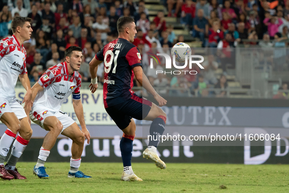 Roberto Piccoli (#91 Cagliari Calcio) during the Italy Cup Frecciarossa match between Cagliari Calcio and US Cremonese in Italy, on Septembe...