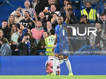 Christopher Nkunku (18 Chelsea) celebrates after scoring the team's first goal during the Carabao Cup Third Round match between Chelsea and...