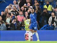 Christopher Nkunku (18 Chelsea) celebrates after scoring the team's first goal during the Carabao Cup Third Round match between Chelsea and...