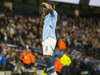 Jeremy Doku #11 of Manchester City F.C. celebrates his goal during the Carabao Cup Third Round match between Manchester City and Watford at...