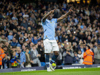 Jeremy Doku #11 of Manchester City F.C. celebrates his goal during the Carabao Cup Third Round match between Manchester City and Watford at...