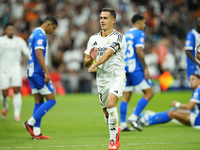 Lucas Vazquez right winger of Real Madrid and Spain celebrates after scoring his sides first goal during the La Liga match between Real Madr...