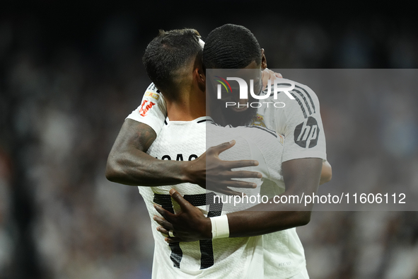 Lucas Vazquez right winger of Real Madrid and Spain celebrates after scoring his sides first goal during the La Liga match between Real Madr...