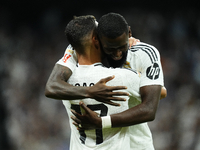 Lucas Vazquez right winger of Real Madrid and Spain celebrates after scoring his sides first goal during the La Liga match between Real Madr...