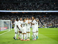 Lucas Vazquez right winger of Real Madrid and Spain celebrates after scoring his sides first goal during the La Liga match between Real Madr...