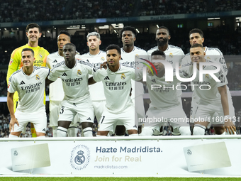 Real Madrid line up during the La Liga match between Real Madrid CF and Deportivo Alavés at Estadio Santiago Bernabeu on September 25, 2024...