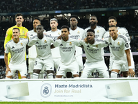 Real Madrid line up during the La Liga match between Real Madrid CF and Deportivo Alavés at Estadio Santiago Bernabeu on September 25, 2024...