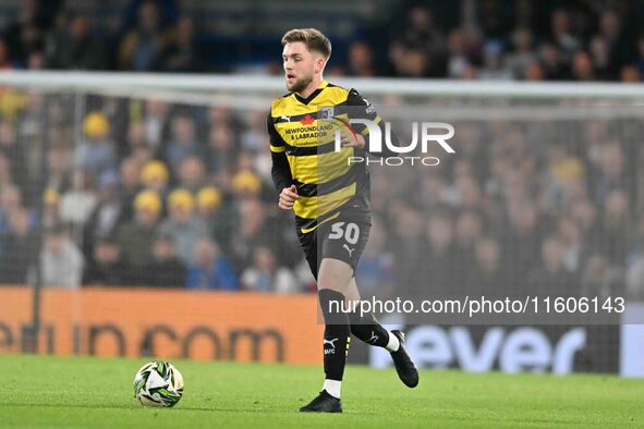 Ben Jackson (30 Barrow) controls the ball during the Carabao Cup Third Round match between Chelsea and Barrow at Stamford Bridge in London,...