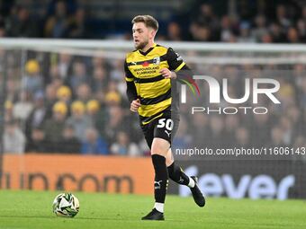 Ben Jackson (30 Barrow) controls the ball during the Carabao Cup Third Round match between Chelsea and Barrow at Stamford Bridge in London,...