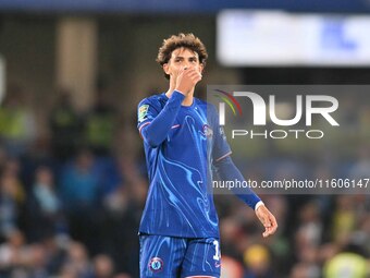 Joao Felix (14 Chelsea) celebrates after scoring the team's third goal during the Carabao Cup Third Round match between Chelsea and Barrow a...