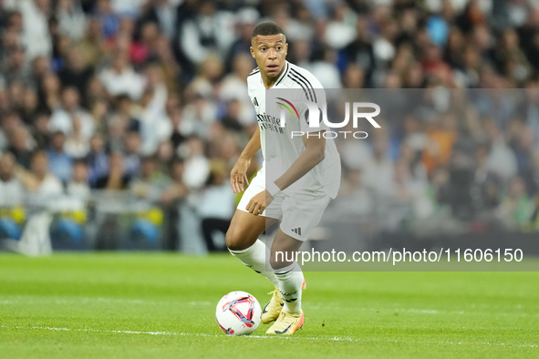 Kylian Mbappe centre-forward of Real Madrid and France during the La Liga match between Real Madrid CF and Deportivo Alavés at Estadio Santi...