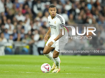 Kylian Mbappe centre-forward of Real Madrid and France during the La Liga match between Real Madrid CF and Deportivo Alavés at Estadio Santi...