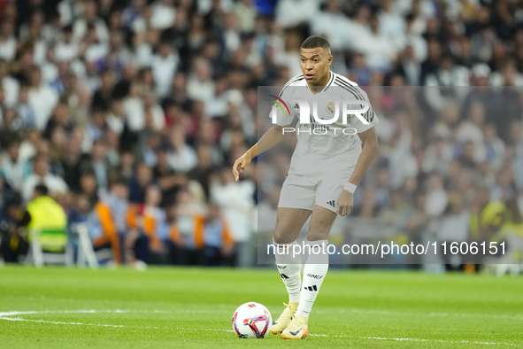 Kylian Mbappe centre-forward of Real Madrid and France during the La Liga match between Real Madrid CF and Deportivo Alavés at Estadio Santi...