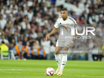 Kylian Mbappe centre-forward of Real Madrid and France during the La Liga match between Real Madrid CF and Deportivo Alavés at Estadio Santi...