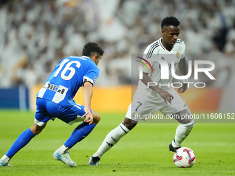 Vinicius Junior left winger of Real Madrid and Brazil during the La Liga match between Real Madrid CF and Deportivo Alavés at Estadio Santia...