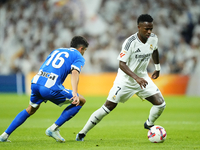 Vinicius Junior left winger of Real Madrid and Brazil during the La Liga match between Real Madrid CF and Deportivo Alavés at Estadio Santia...