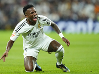 Vinicius Junior left winger of Real Madrid and Brazil protest to referee during the La Liga match between Real Madrid CF and Deportivo Alavé...