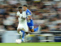 Vinicius Junior left winger of Real Madrid and Brazil during the La Liga match between Real Madrid CF and Deportivo Alavés at Estadio Santia...