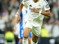 Kylian Mbappe centre-forward of Real Madrid and France celebrates after scoring his sides first goal during the La Liga match between Real M...