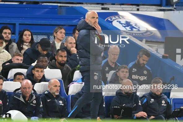 Manager Enzo Maresca (Manager Chelsea) looks on during the Carabao Cup Third Round match between Chelsea and Barrow at Stamford Bridge in Lo...