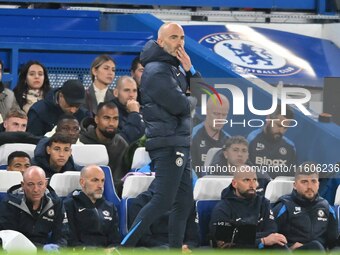 Manager Enzo Maresca (Manager Chelsea) looks on during the Carabao Cup Third Round match between Chelsea and Barrow at Stamford Bridge in Lo...